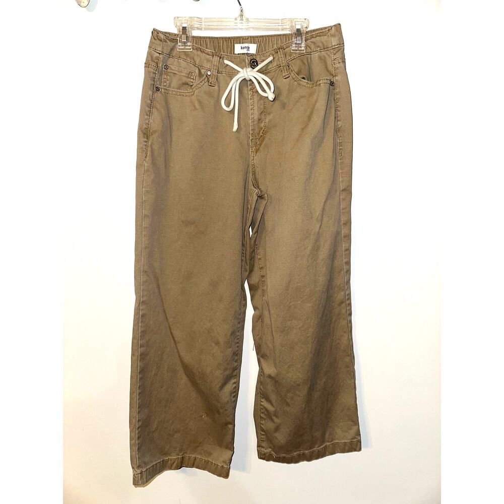Kenzie Brown Khaki Drawstring Wide Leg Cropped Pants 25" Inseam
